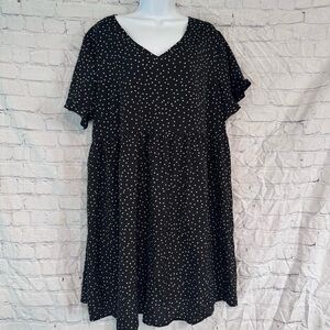 Black Dress with White Mini Polka Dots 2XL